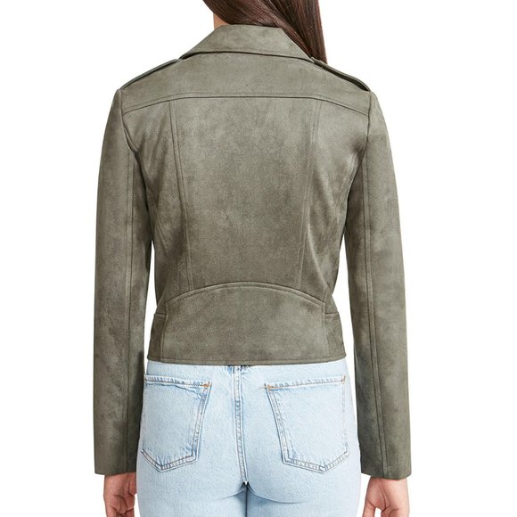 NWT BB DAKOTA BY STEVE MADDEN VEGAN Faux Suede Moto Jacket in Green - Picture 10 of 11